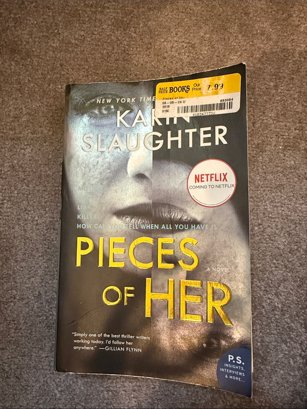 Pieces of Her by Karin Slaughter - Black & Yellow Paperback Novel